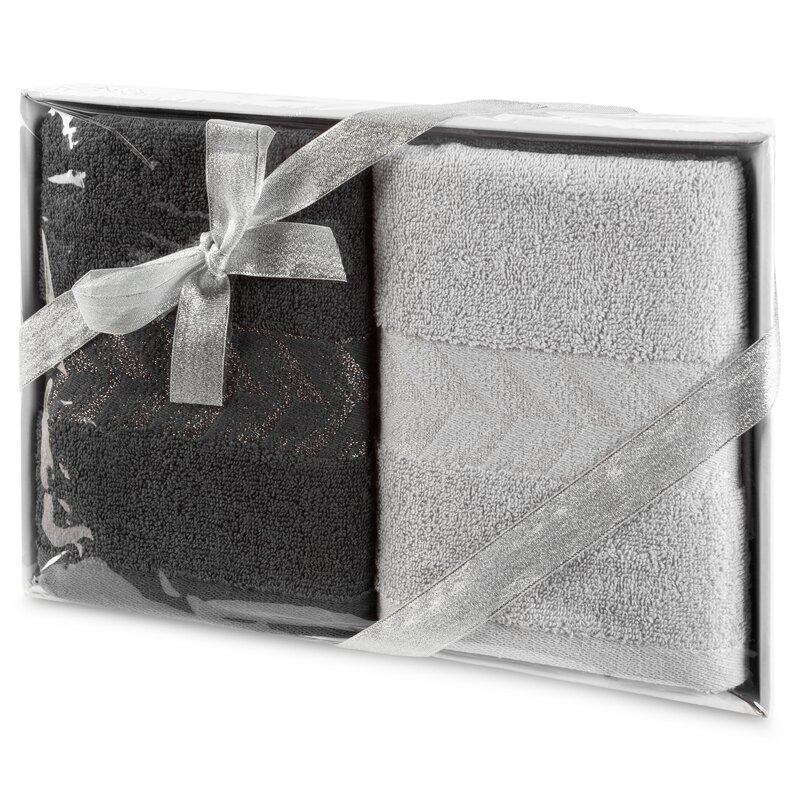 Komplet ręczników Glow srebrny 38 X 24 X 5 CM – miękki i chłonny