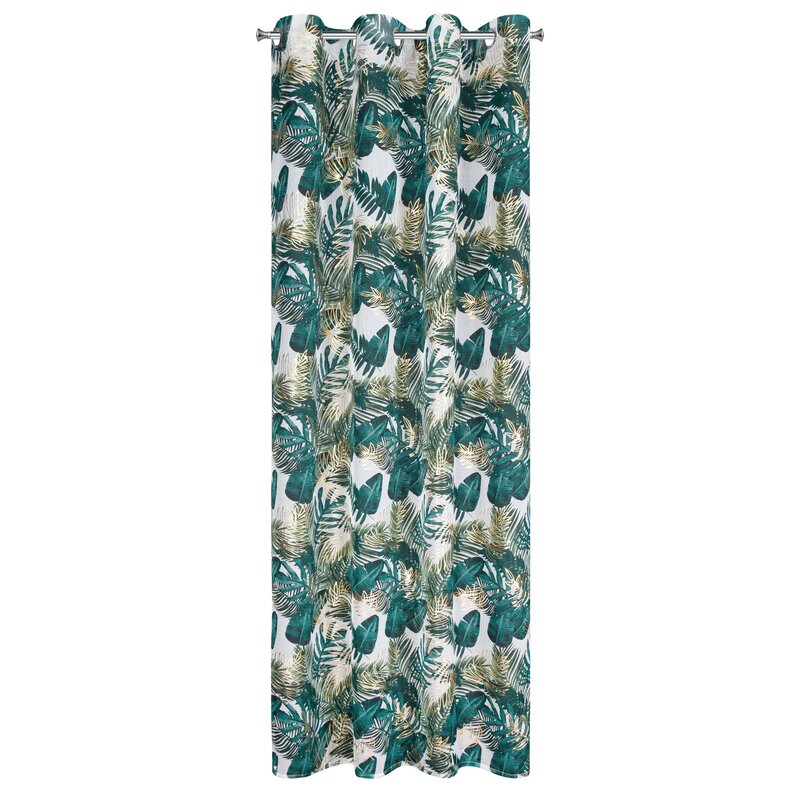 Zasłona gotowa Davos biała 140 x 250 cm – z botanicznym wzorem