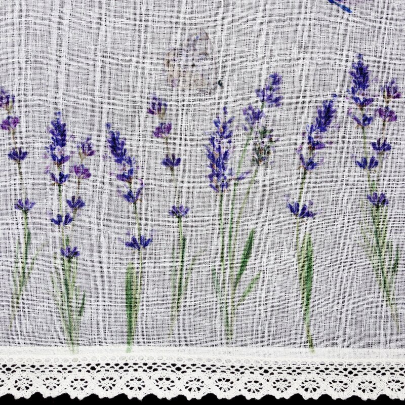 Zazdrostka gotowa Ella biała 150 X 60 cm – z motywem lawendy