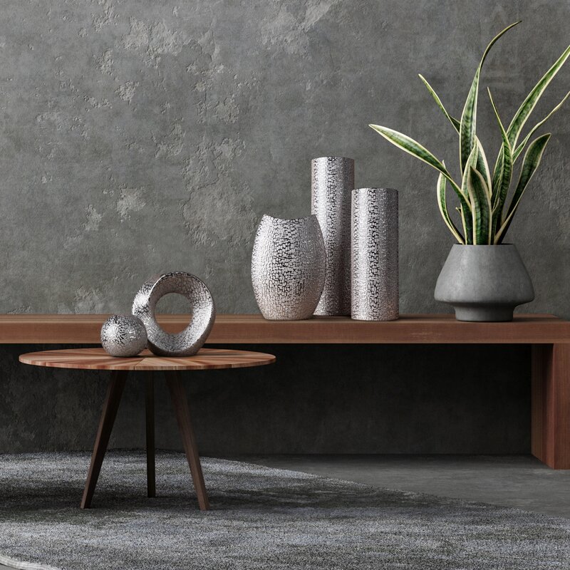 Wazon ceramiczny Riso srebrny fi 15 x 60 cm – idealny na kwiaty