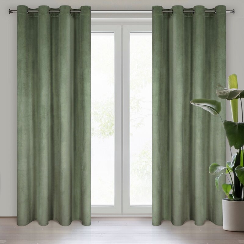 Zasłona gotowa D91 oliwkowa 140 x 250 cm – zaciemnia wnętrze