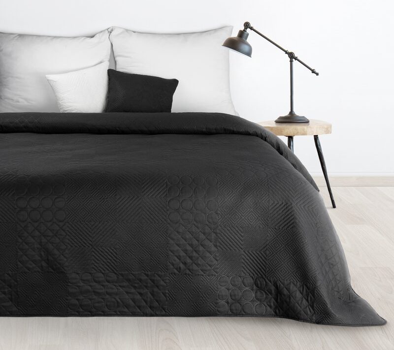 Narzuta microfibra czarna 170 x 210 cm – ochrona i styl