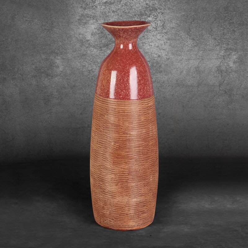 Wazon ceramiczny Elda czerwony O 18 x 51 cm – na susze i kwiaty