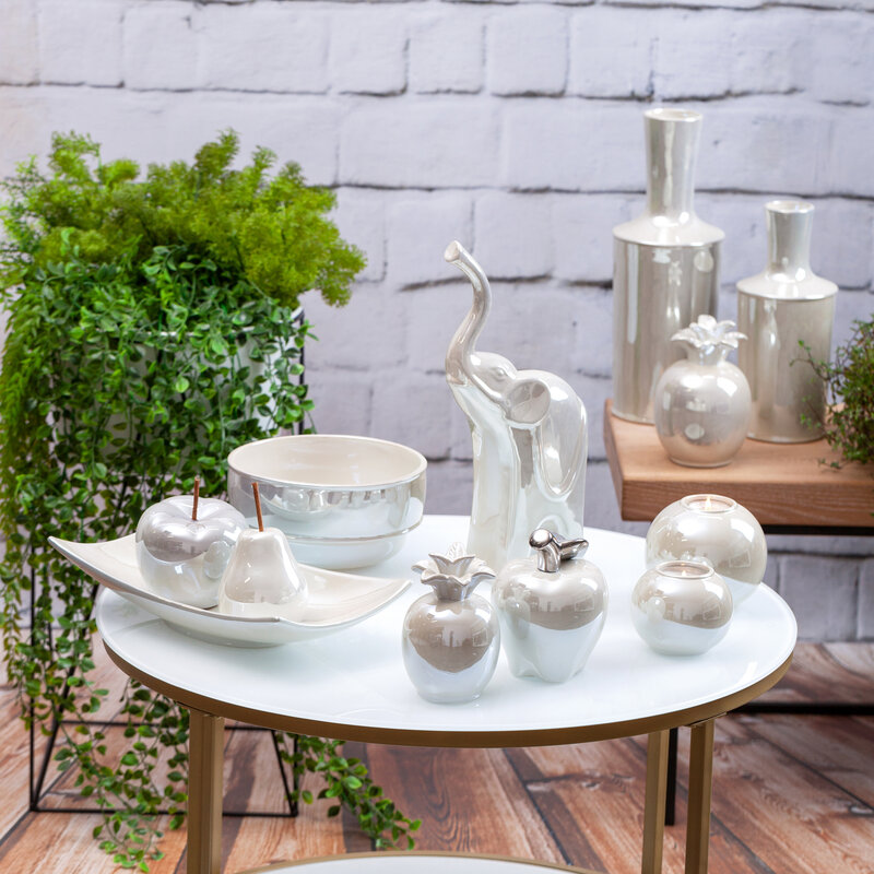 Wazon ceramiczny perłowy fi 22 x 16 cm – do dekoracji salonu