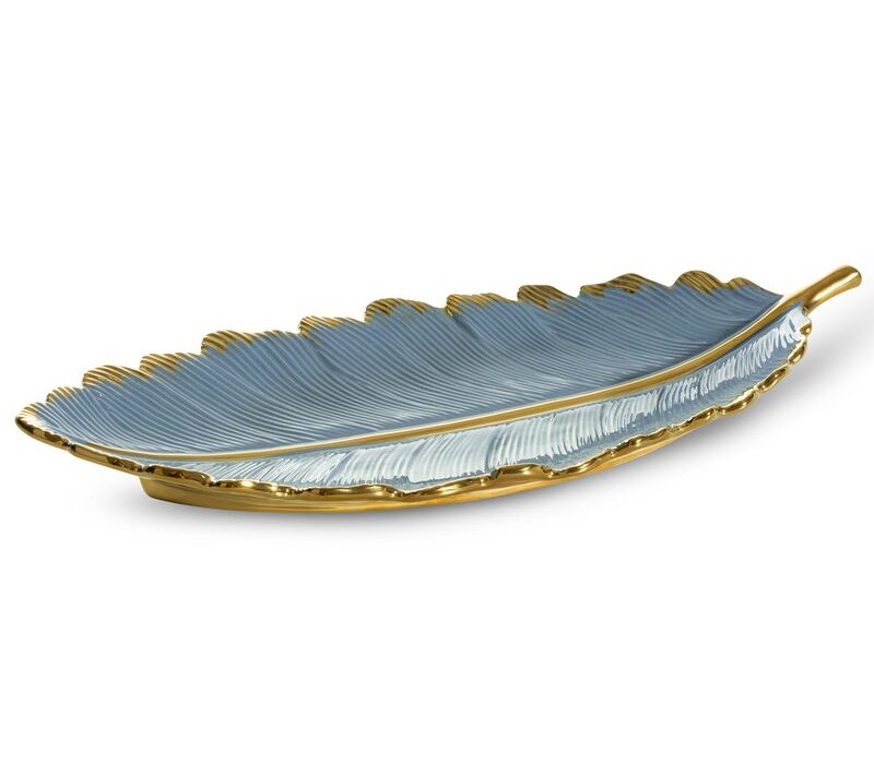 Naczynie dekoracyjne Hiral niebieskie 53 x 23 x 7 cm – idealne na drobiazgi