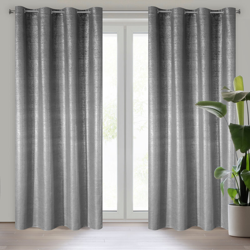 Zasłona gotowa AMBI stalowa 140 X 250 cm – welwetowy blask wnętrza