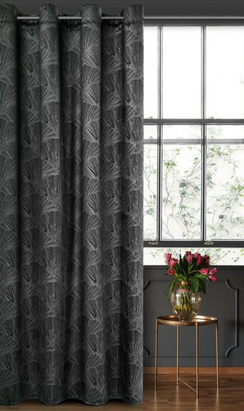 Zasłona welwetowa Goja czarna 140 X 250 cm – z błyszczącym wzorem