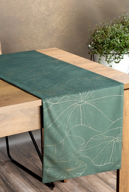 Obrus błyszczący BLINK 18 ciemnomiętowy 35 x 220 cm – dodaje elegancji
