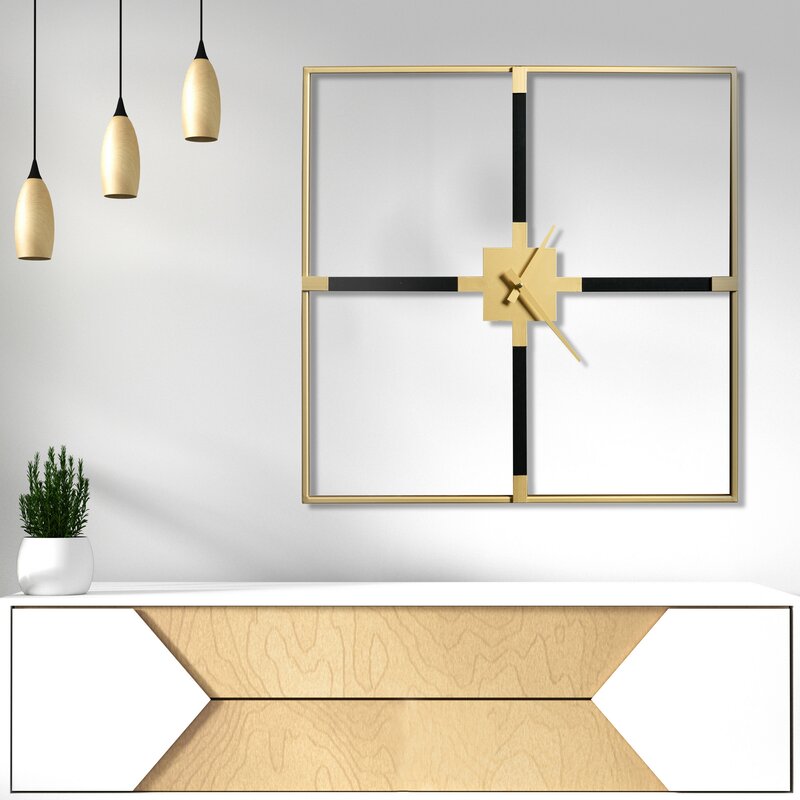 Zegar ścienny nowoczesny czarny 80 x 80 x 5 cm – stylowy akcent w salonie
