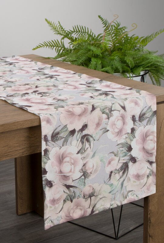 OBRUS FLORE 8 40 X 140 CM PUDROWY RÓŻ
