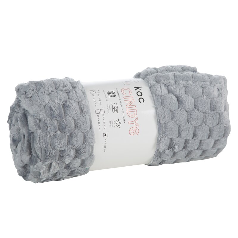 Koc flano Cindy6 srebrny 170 x 210 cm – miękki i puszysty