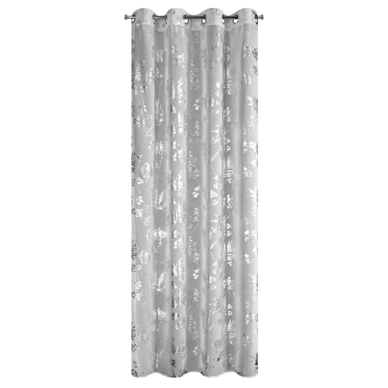 Firana gotowa biała 140 x 250 cm – z błyszczącym nadrukiem