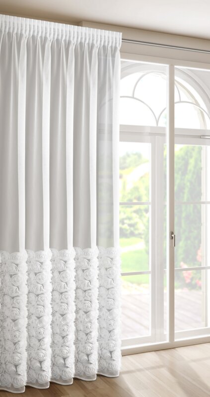 Zasłona gotowa Roses 2 biała 140 X 270 CM – subtelnie rozjaśnia wnętrze