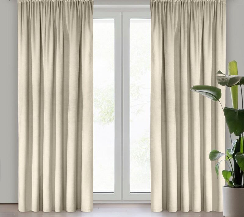 Zasłona gotowa Melanie kremowa 140 X 270 CM – welwetowa na taśmie