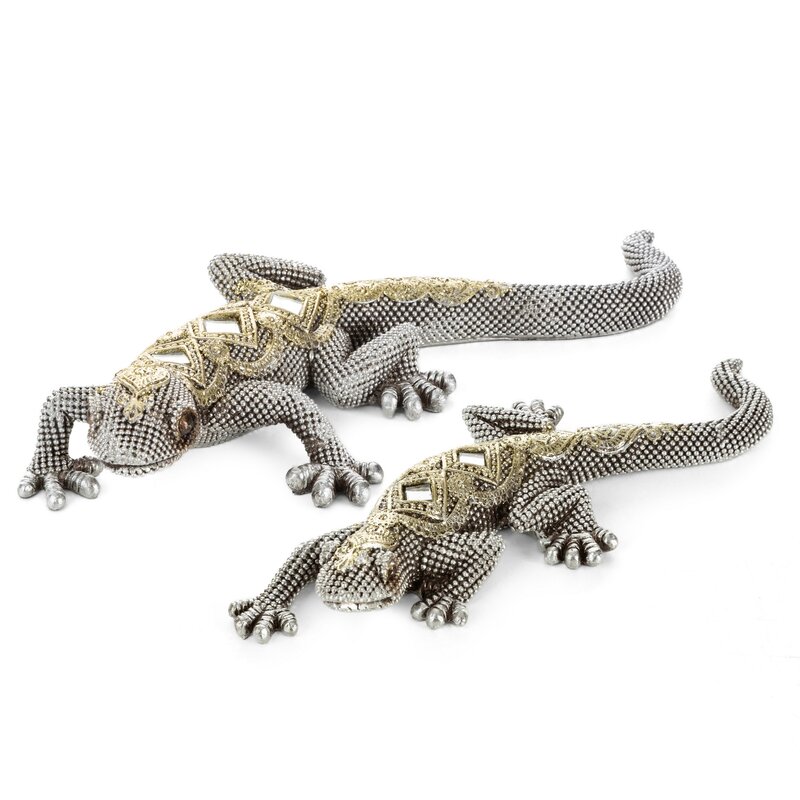 Figurka ceramiczna GATOS srebrna 20 x 8 x 3 cm – stylowa dekoracja