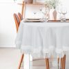 Obrus z frędzlami biały 85 x 85 cm – dodatek na stół