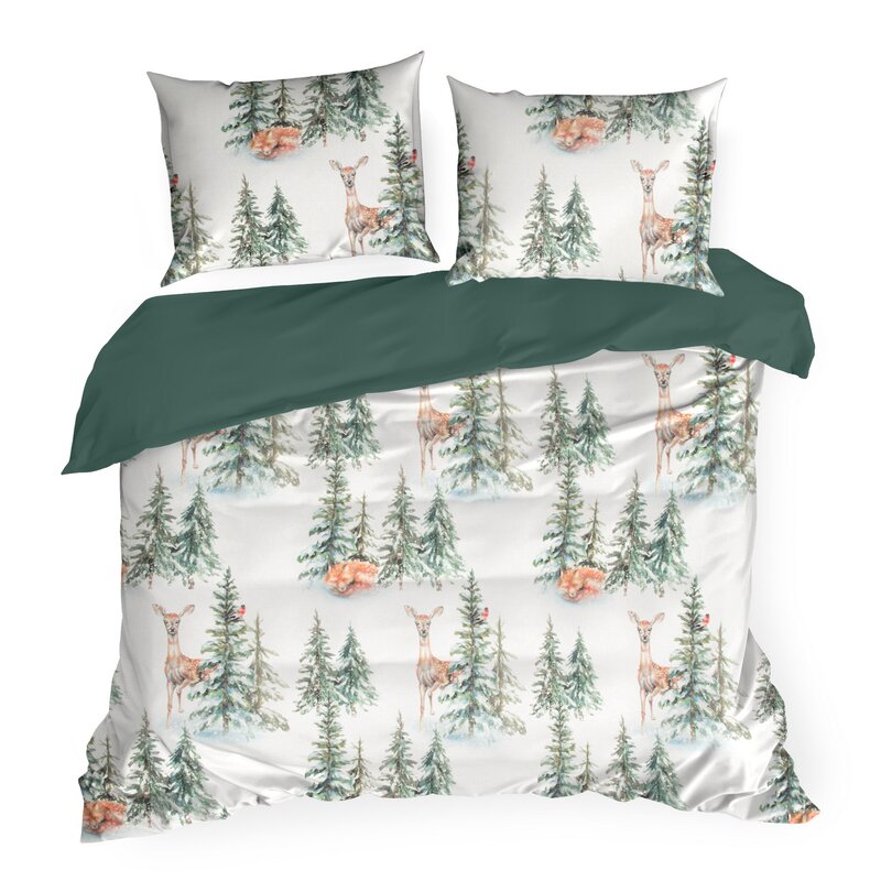 Komplet pościeli świątecznej Deer biały 220 x 200 cm – 100% bawełna