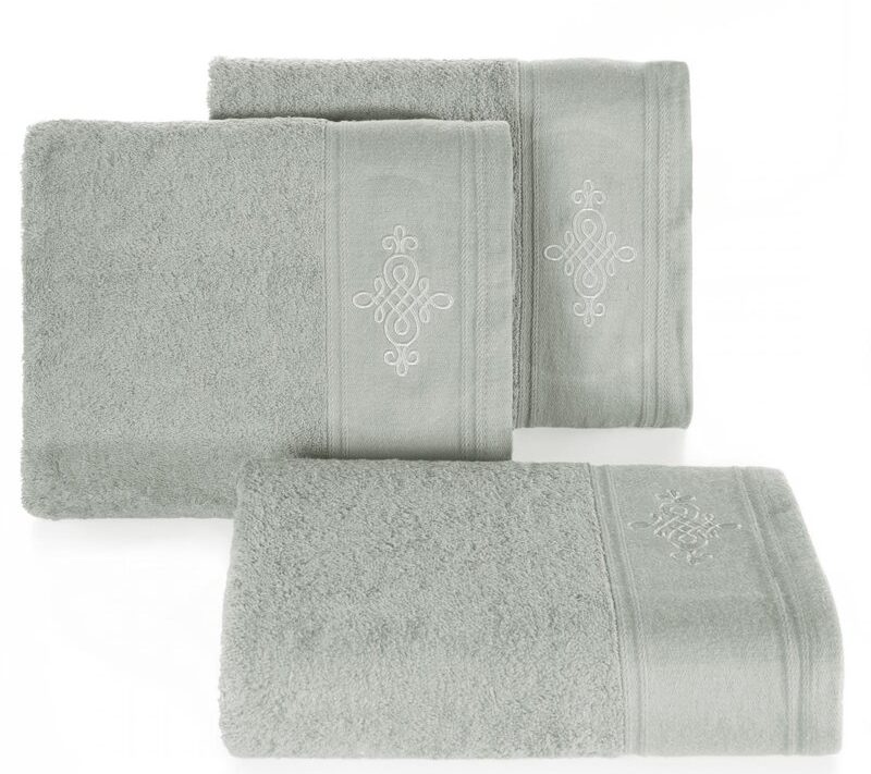 Ręcznik haftowany Klas2 srebrny 50 x 90 cm – miękki i chłonny