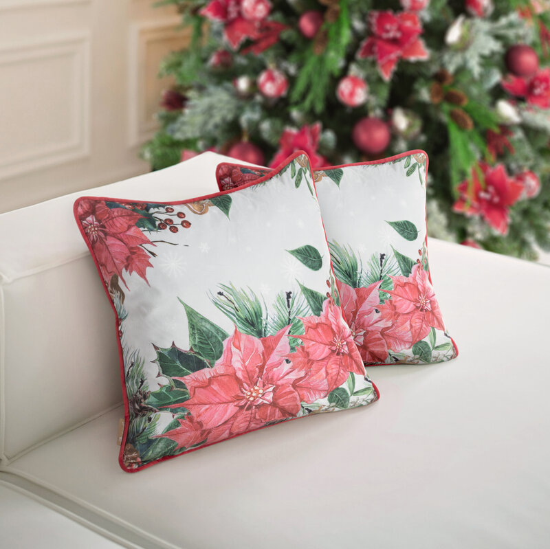 Poszewka świąteczna JINGLE37 różowa 45 x 45 cm – idealna dekoracja