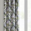 Zasłona gotowa Marila stalowa 140 X 270 CM – z motywem botanicznym