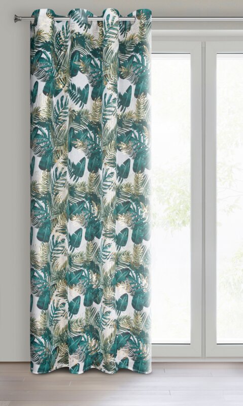 Zasłona gotowa Davos biała 140 x 250 cm – z botanicznym wzorem