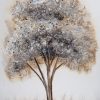 Obraz ręcznie malowany z motywem drzewa biały 50 X 70 cm – tworzy harmonię