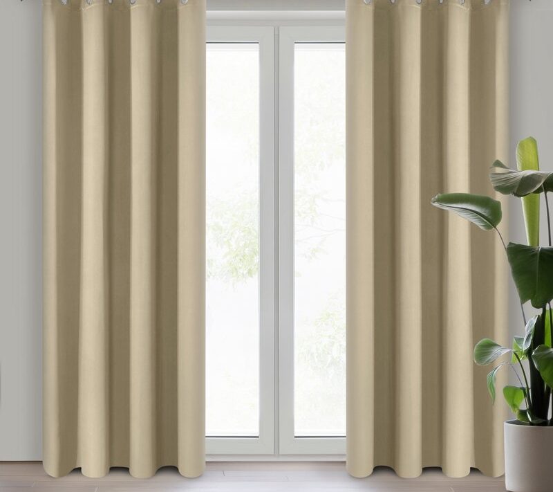 Zasłona gotowa Parisa jasnobeżowa 135 x 250 cm – zaciemnia pomieszczenie