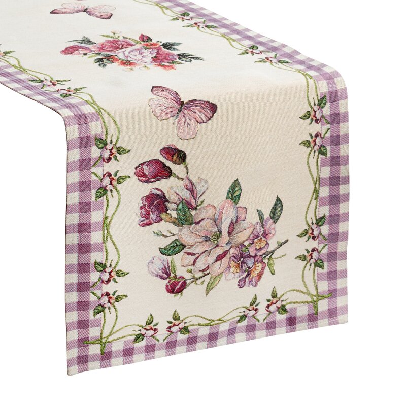 Obrus gobelinowy kwiatowy fioletowy 40X100 – wiosenna świeżość