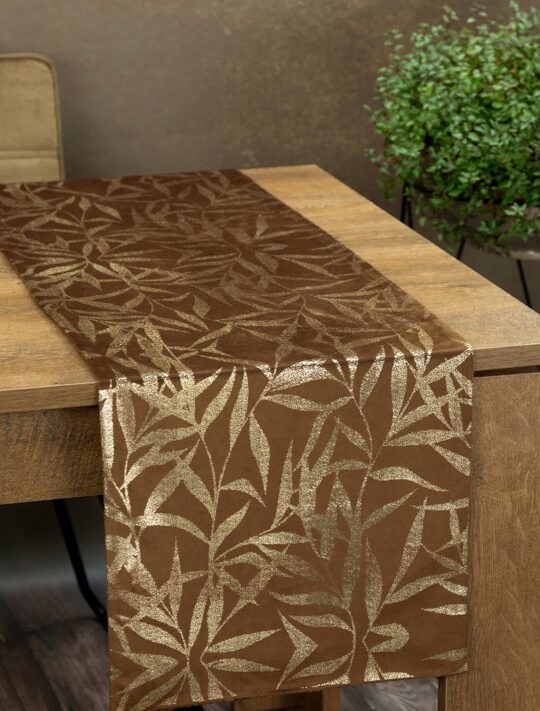 Obrus velvet BLINK 15 brązowy 35 x 180 cm – doda blasku stołu