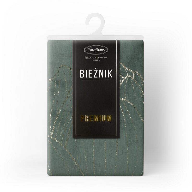 Obrus błyszczący Blink 12 ciemnomiętowy 35 x 180 cm – stylowa dekoracja stołu