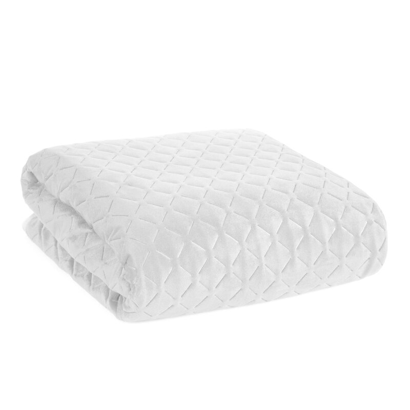 Narzuta welwetowa Dimon biała 170 x 210 cm – ochrona i styl