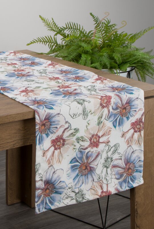 Bieżnik Flore 7 biały 40 x 140 cm – doda świeżości