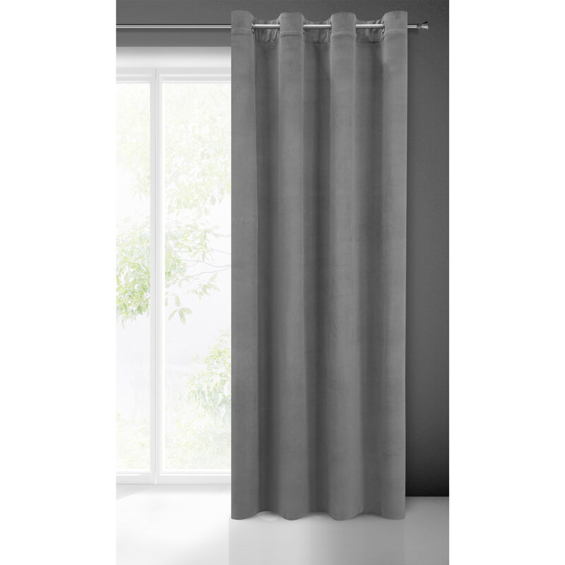 Zasłona gotowa Milo stalowa 140 X 250 cm – miękka welwetowa