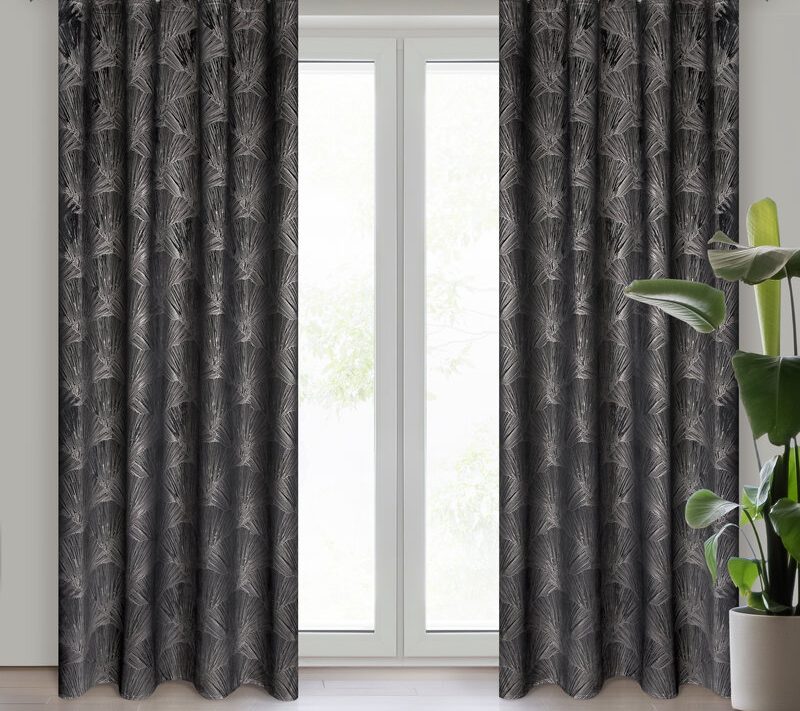 Zasłona welwetowa Goja czarna 140 X 250 cm – z błyszczącym wzorem