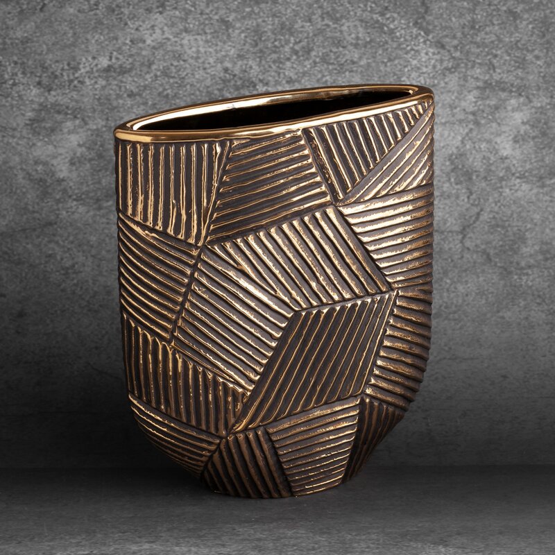 Wazon ceramiczny Emmi czarny 21 x 9 x 28 cm – na suszone kwiaty