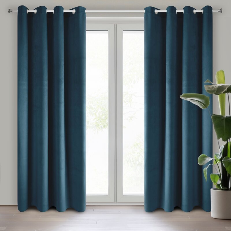 Zasłona gotowa Pierre granatowa 140 x 250 cm – zaciemnia pomieszczenie