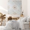 Obraz ręcznie malowany abstrakcyjny geometryczny niebieski 80 X 80 CM – wprowadza harmonię