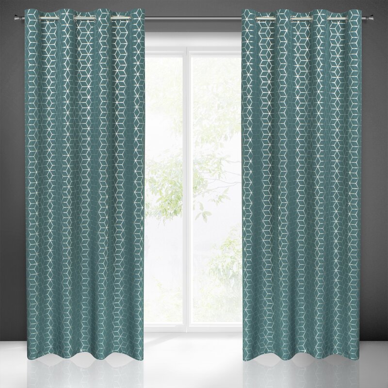 Zasłona gotowa Cube ciemnoturkusowa 140 x 250 cm – gotowa do zawieszenia