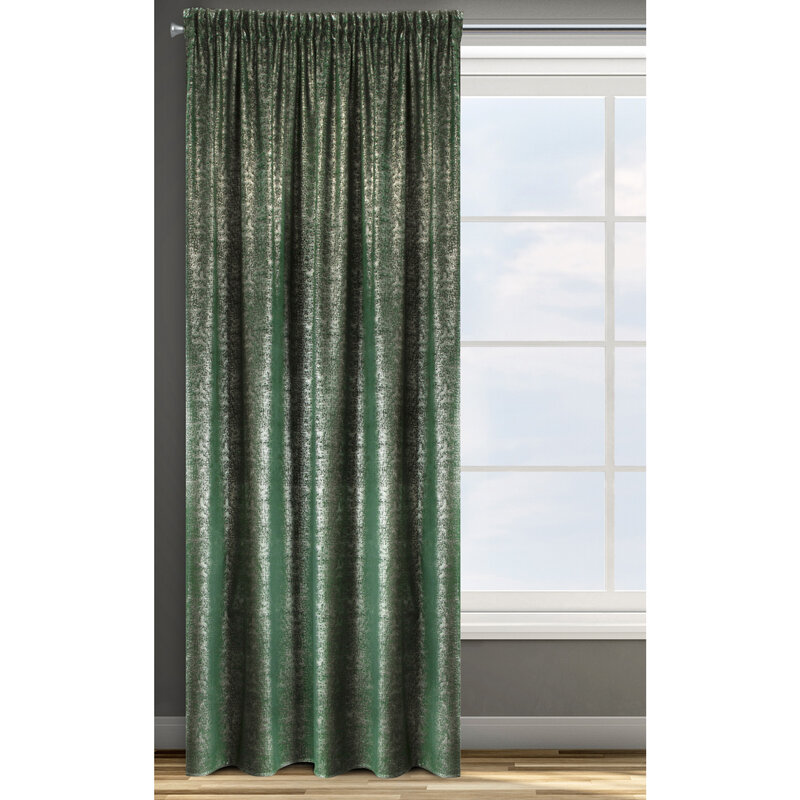 Zasłona gotowa D91 Cypr zielona 140 X 270 CM – welwetowa z subtelnym nadrukiem