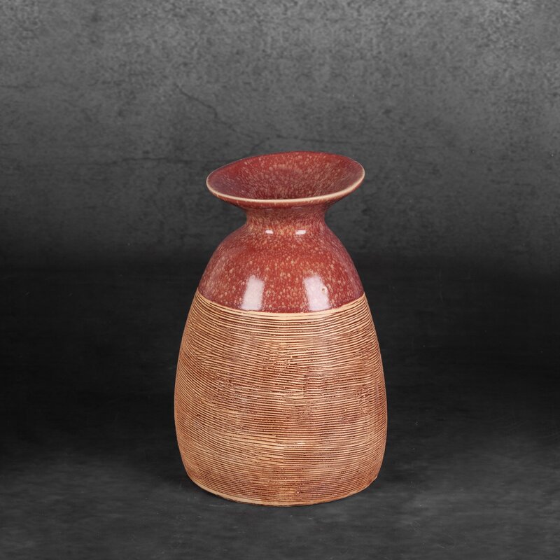 Wazon ceramiczny Elda (02) czerwony O 16 x 22 cm – na suszone kwiaty