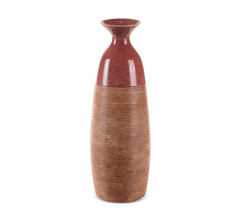 Wazon ceramiczny Elda czerwony O 18 x 51 cm – na susze i kwiaty