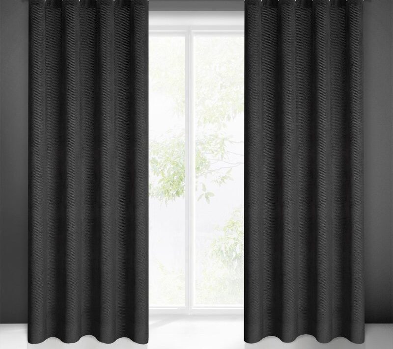Zasłona gotowa Eliza czarna 140 X 250 cm – welwetowa do salonu