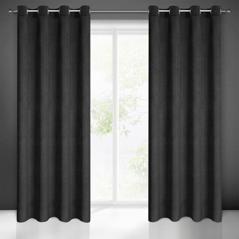 Zasłona gotowa Eliza czarna 140 X 250 cm – welwetowa do salonu