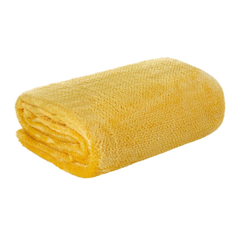 Koc flano RICKY musztardowy 130x170 cm – miękki i ciepły