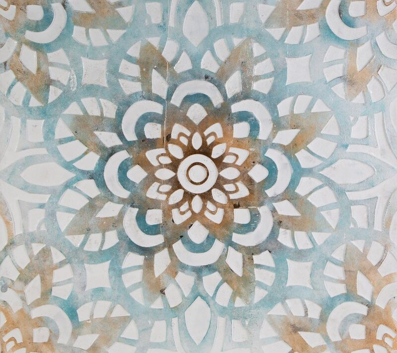 Obraz ręcznie malowany geometryczny niebieski 80 X 80 CM – wprowadza harmonię