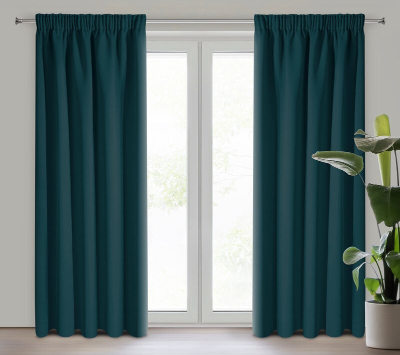 Zasłona gotowa Logan petrol 135 x 270 cm – zaciemnia pomieszczenie