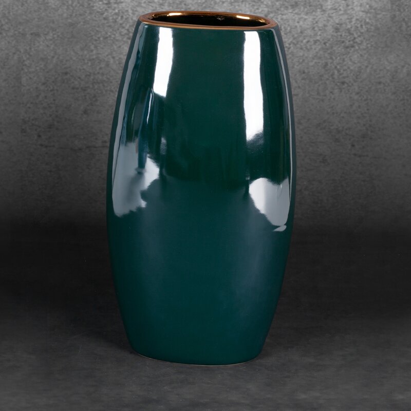 Wazon ceramiczny Amora2 zielony 19 x 12 x 35 cm – na suszone kwiaty