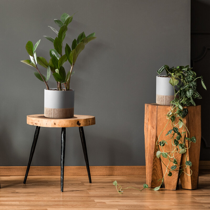 Doniczka ceramiczna popielata fi 18 x 15 cm – do salonu i sypialni