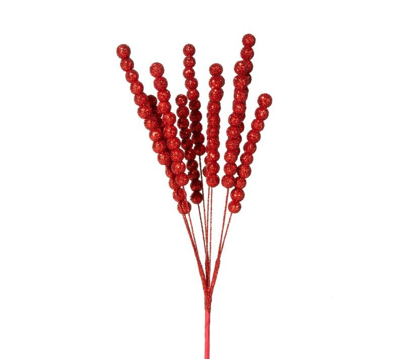Gałązka świąteczna dekoracyjna czerwona 20 cm – idealna ozdoba