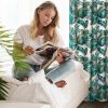 Zasłona gotowa Davos biała 140 X 270 cm – z roślinnym wzorem